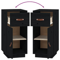 Credenza Nera 34x40x75 cm in Legno Massello di Pino 820126