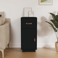 Credenza Nera 34x40x75 cm in Legno Massello di Pino 820126