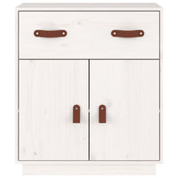 Credenza Bianca 65,5x40x75 cm in Legno Massello di Pino 820128