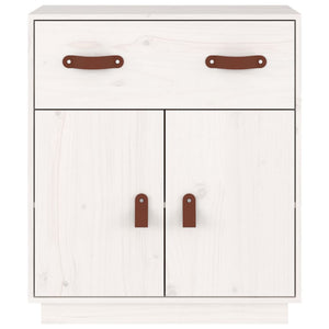 Credenza Bianca 65,5x40x75 cm in Legno Massello di Pino 820128