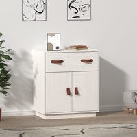 Credenza Bianca 65,5x40x75 cm in Legno Massello di Pino 820128
