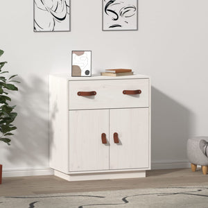Credenza Bianca 65,5x40x75 cm in Legno Massello di Pino 820128