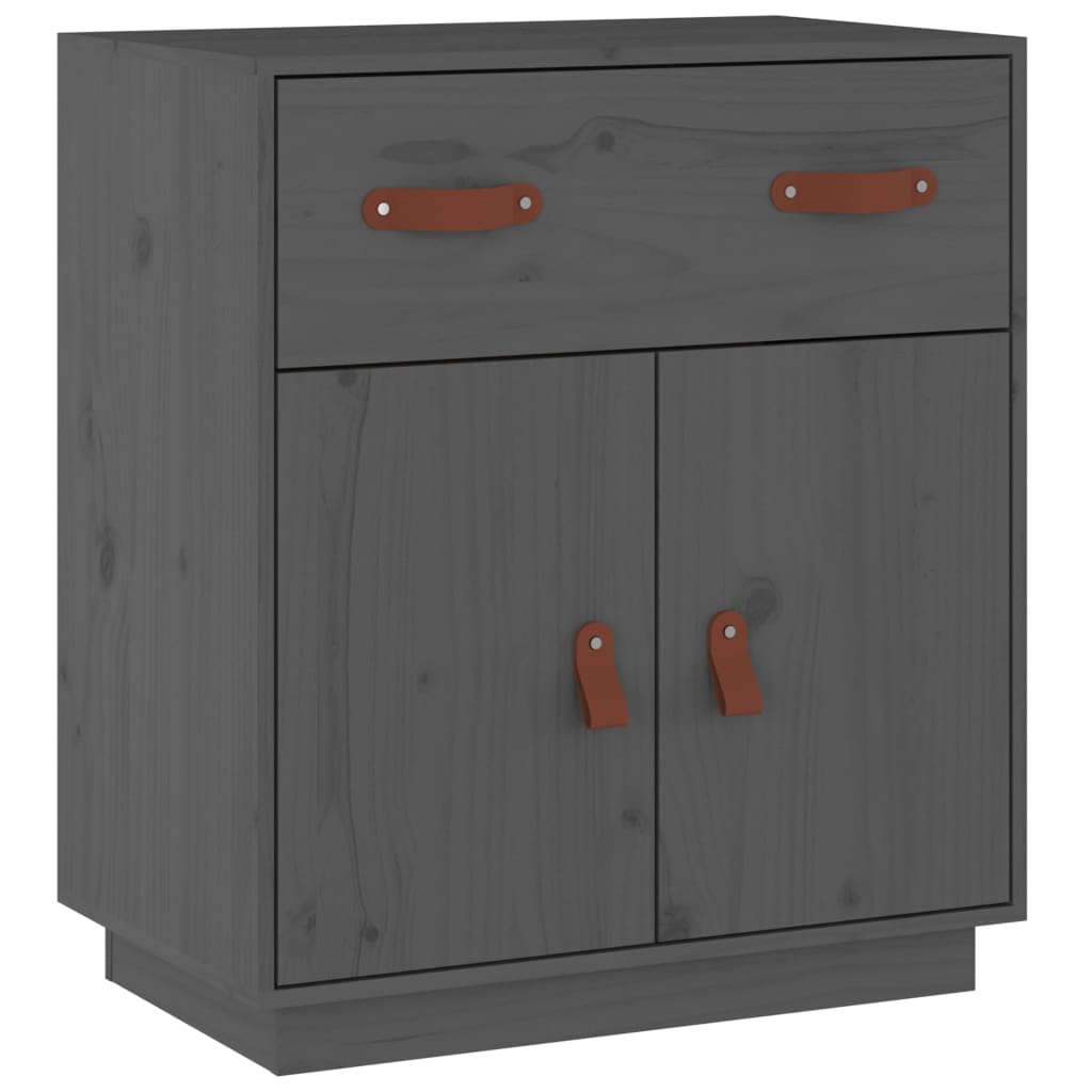 Credenza Grigia 65,5x40x75 cm in Legno Massello di Pino cod mxl 25689