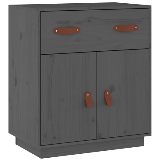 Credenza Grigia 65,5x40x75 cm in Legno Massello di Pino 820129