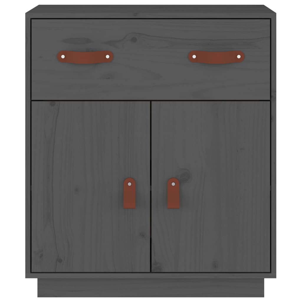 Credenza Grigia 65,5x40x75 cm in Legno Massello di Pino 820129