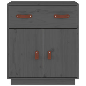 Credenza Grigia 65,5x40x75 cm in Legno Massello di Pino 820129