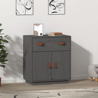 Credenza Grigia 65,5x40x75 cm in Legno Massello di Pino 820129