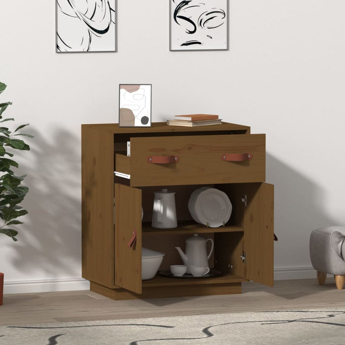Credenza Ambrata 65,5x40x75 cm in Legno Massello di Pino 820130