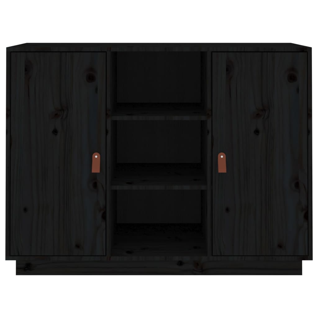 Credenza Nera 100x40x75 cm in Legno Massello di Pino 820136