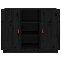 Credenza Nera 100x40x75 cm in Legno Massello di Pino 820136