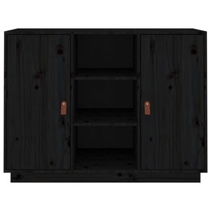 Credenza Nera 100x40x75 cm in Legno Massello di Pino 820136