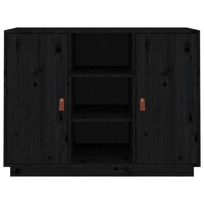 Credenza Nera 100x40x75 cm in Legno Massello di Pino 820136