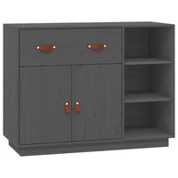 Credenza Grigia 98,5x40x75 cm in Legno Massello di Pino 820139