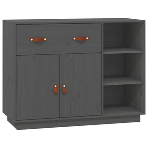 Credenza Grigia 98,5x40x75 cm in Legno Massello di Pino 820139