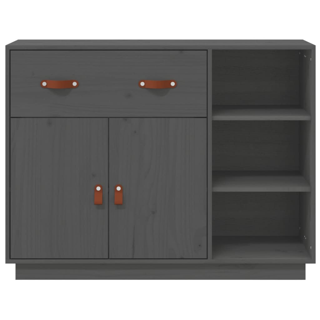 Credenza Grigia 98,5x40x75 cm in Legno Massello di Pino 820139