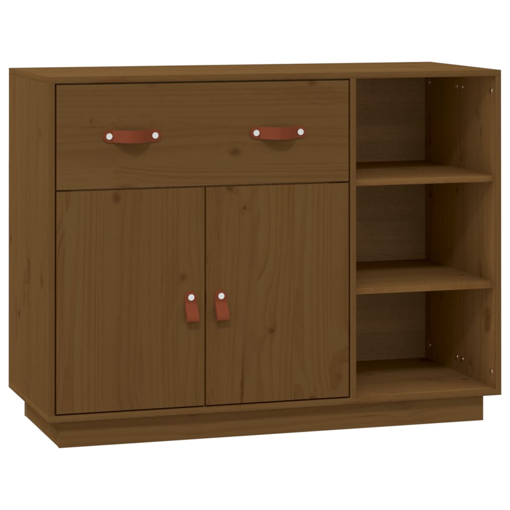 Credenza-Buffet-Armadio da cucina Marrone Ambra 98,5x40x75 cm in Legno Massello di Pino