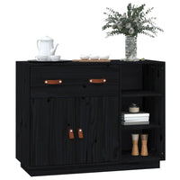 Credenza Nera 98,5x40x75 cm in Legno Massello di Pino 820141