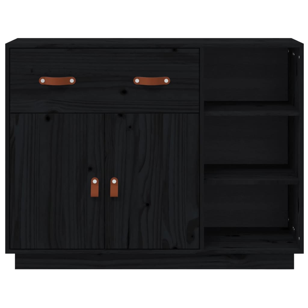 Credenza Nera 98,5x40x75 cm in Legno Massello di Pino 820141