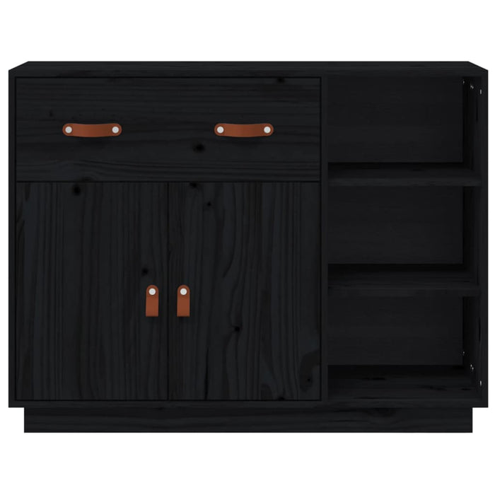 Credenza Nera 98,5x40x75 cm in Legno Massello di Pino 820141