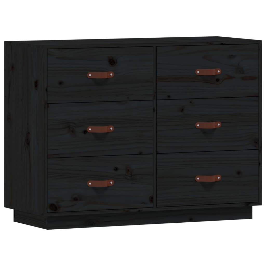 Credenza-Buffet-Armadio da cucina Nera 100x40x75 cm in Legno Massello di Pino