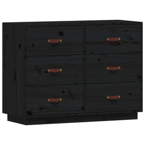 Credenza-Buffet-Armadio da cucina Nera 100x40x75 cm in Legno Massello di Pino