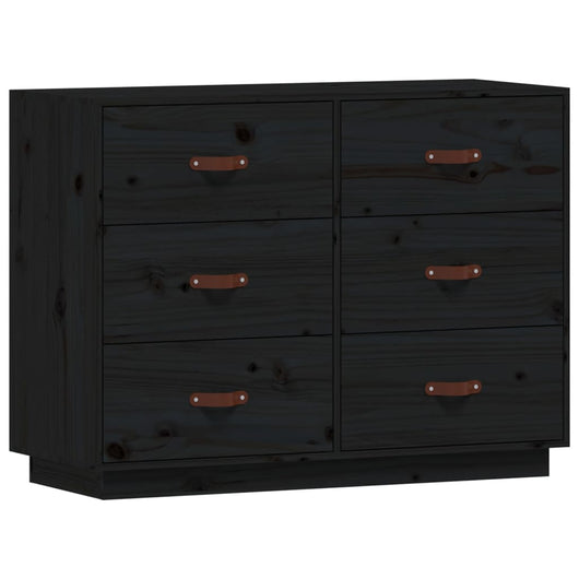 Credenza-Buffet-Armadio da cucina Nera 100x40x75 cm in Legno Massello di Pino