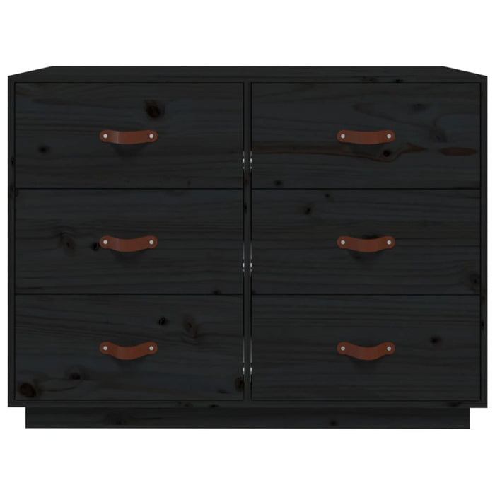 Credenza Nera 100x40x75 cm in Legno Massello di Pino 820146