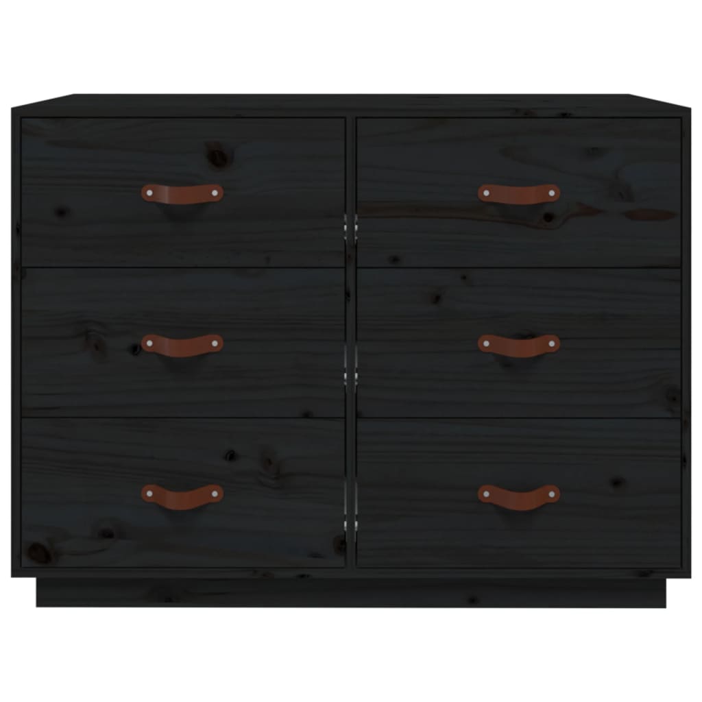 Credenza-Buffet-Armadio da cucina Nera 100x40x75 cm in Legno Massello di Pino