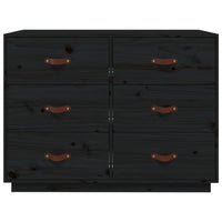 Credenza-Buffet-Armadio da cucina Nera 100x40x75 cm in Legno Massello di Pino