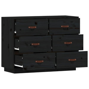 Credenza-Buffet-Armadio da cucina Nera 100x40x75 cm in Legno Massello di Pino