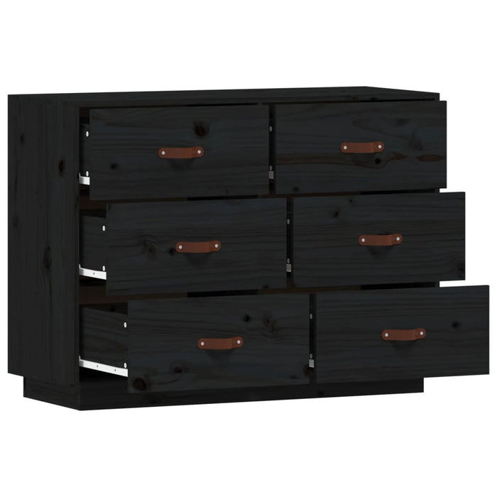Credenza-Buffet-Armadio da cucina Nera 100x40x75 cm in Legno Massello di Pino