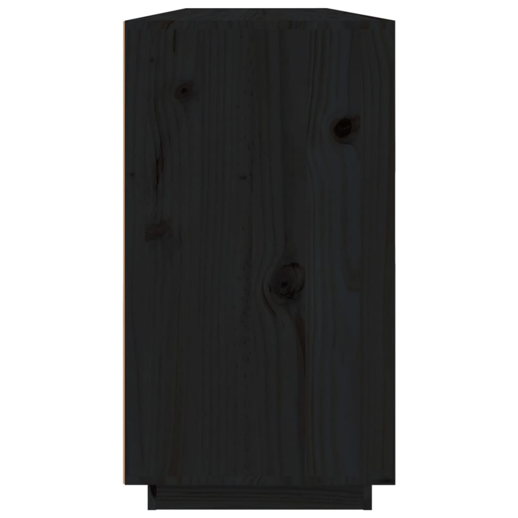 Credenza-Buffet-Armadio da cucina Nera 100x40x75 cm in Legno Massello di Pino