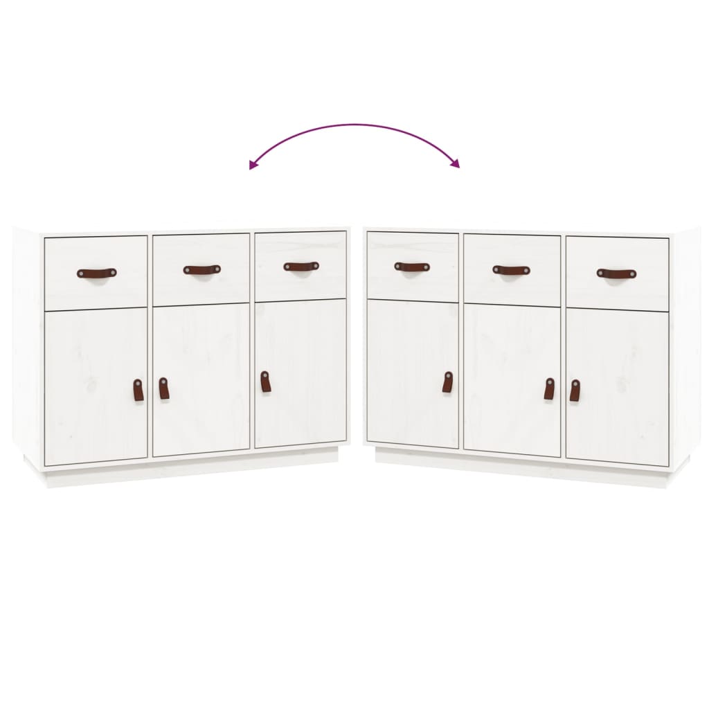 Credenza Bianca 100x40x75 cm in Legno Massello di Pino 820148