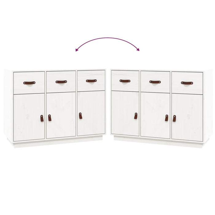 Credenza Bianca 100x40x75 cm in Legno Massello di Pino 820148