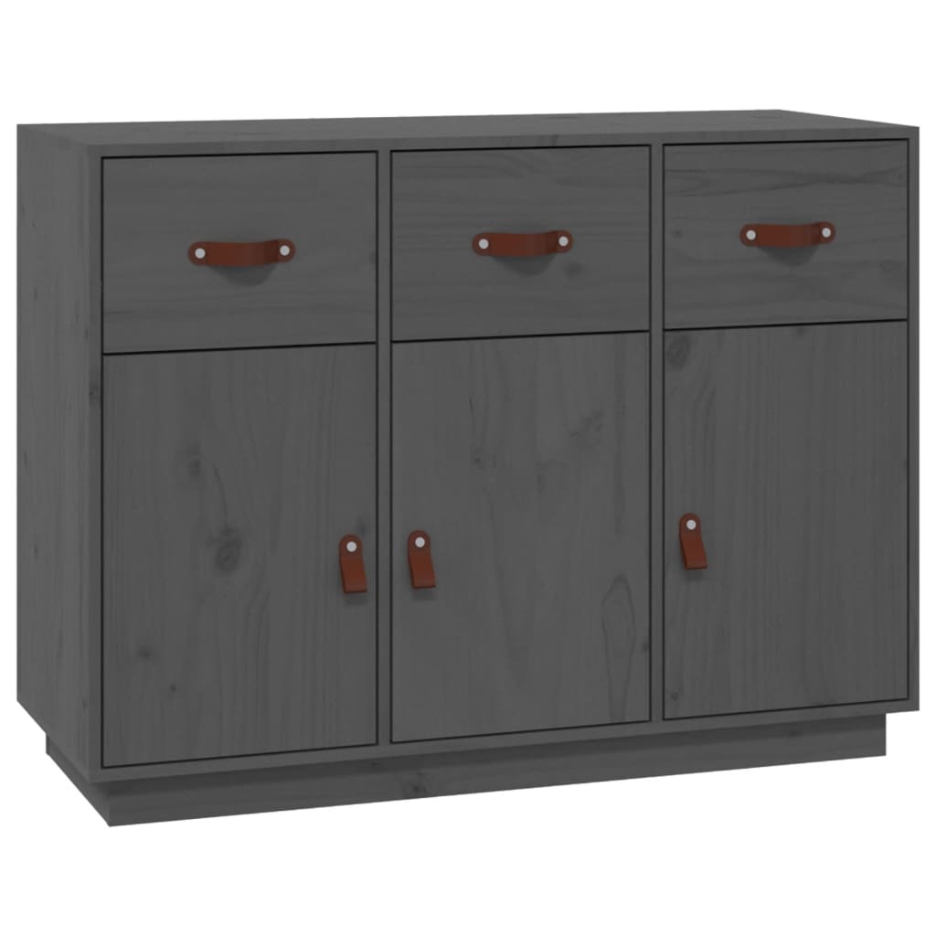 Credenza Grigia 100x40x75 cm in Legno Massello di Pino