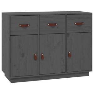 Credenza Grigia 100x40x75 cm in Legno Massello di Pino