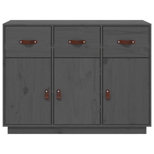 Credenza Grigia 100x40x75 cm in Legno Massello di Pino
