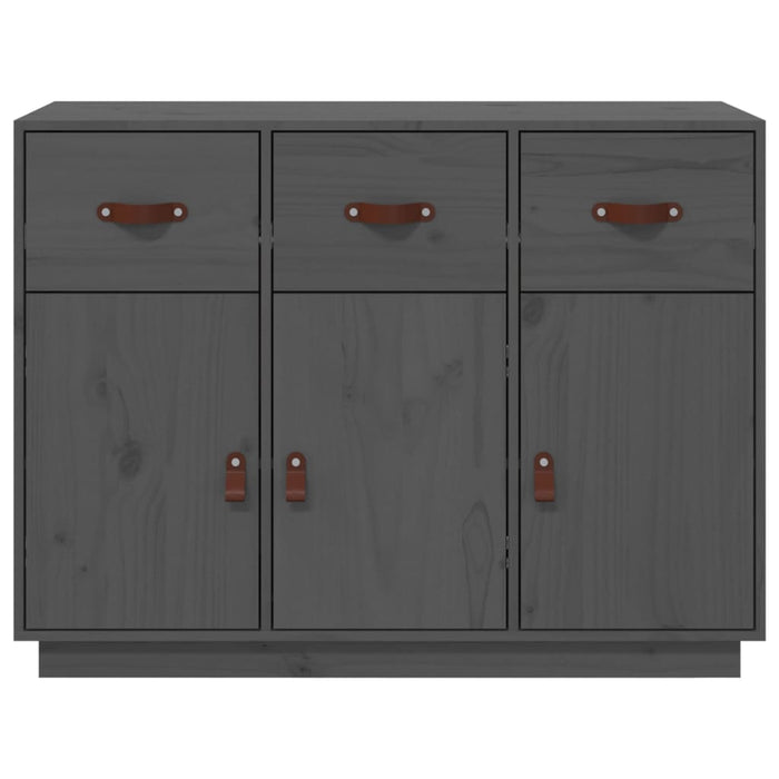 Credenza Grigia 100x40x75 cm in Legno Massello di Pino