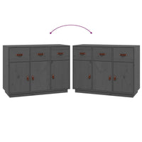 Credenza Grigia 100x40x75 cm in Legno Massello di Pino