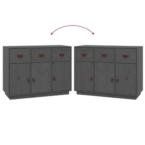 Credenza Grigia 100x40x75 cm in Legno Massello di Pino
