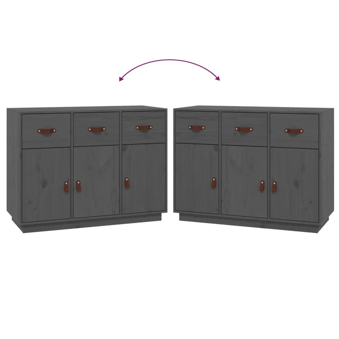 Credenza Grigia 100x40x75 cm in Legno Massello di Pino