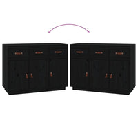 Credenza Nera 100x40x75 cm in Legno Massello di Pino 820151