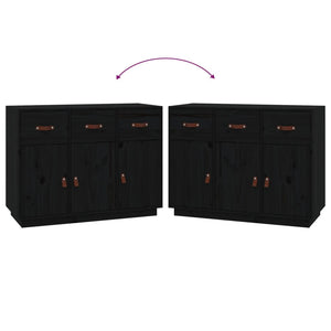 Credenza Nera 100x40x75 cm in Legno Massello di Pino 820151