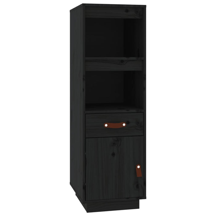 Credenza-Buffet-Armadio da cucina Nera 34x40x108,5 cm in Legno Massello di Pino