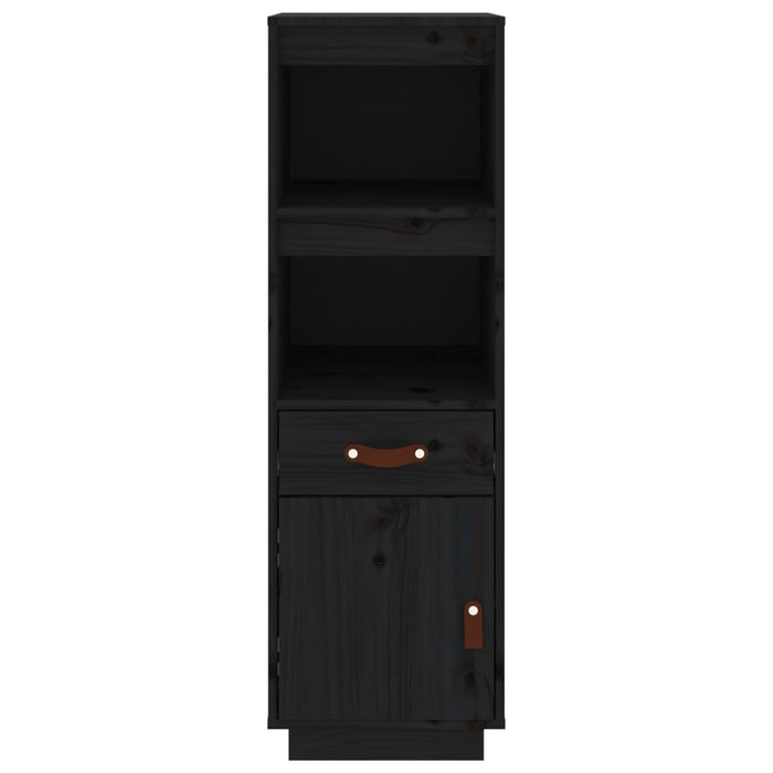 Credenza-Buffet-Armadio da cucina Nera 34x40x108,5 cm in Legno Massello di Pino
