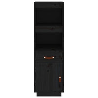 Credenza Nera 34x40x108,5 cm in Legno Massello di Pino 820156