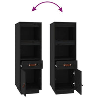 Credenza Nera 34x40x108,5 cm in Legno Massello di Pino 820156