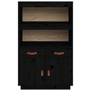 Credenza-Buffet-Armadio da cucina Nera 67x40x108,5 cm in Legno Massello di Pino