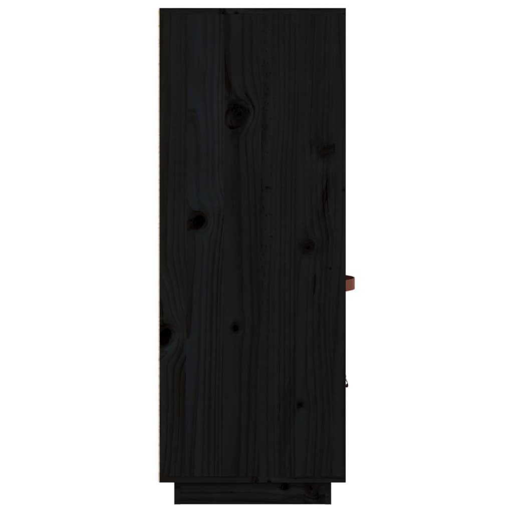 Credenza-Buffet-Armadio da cucina Nera 67x40x108,5 cm in Legno Massello di Pino