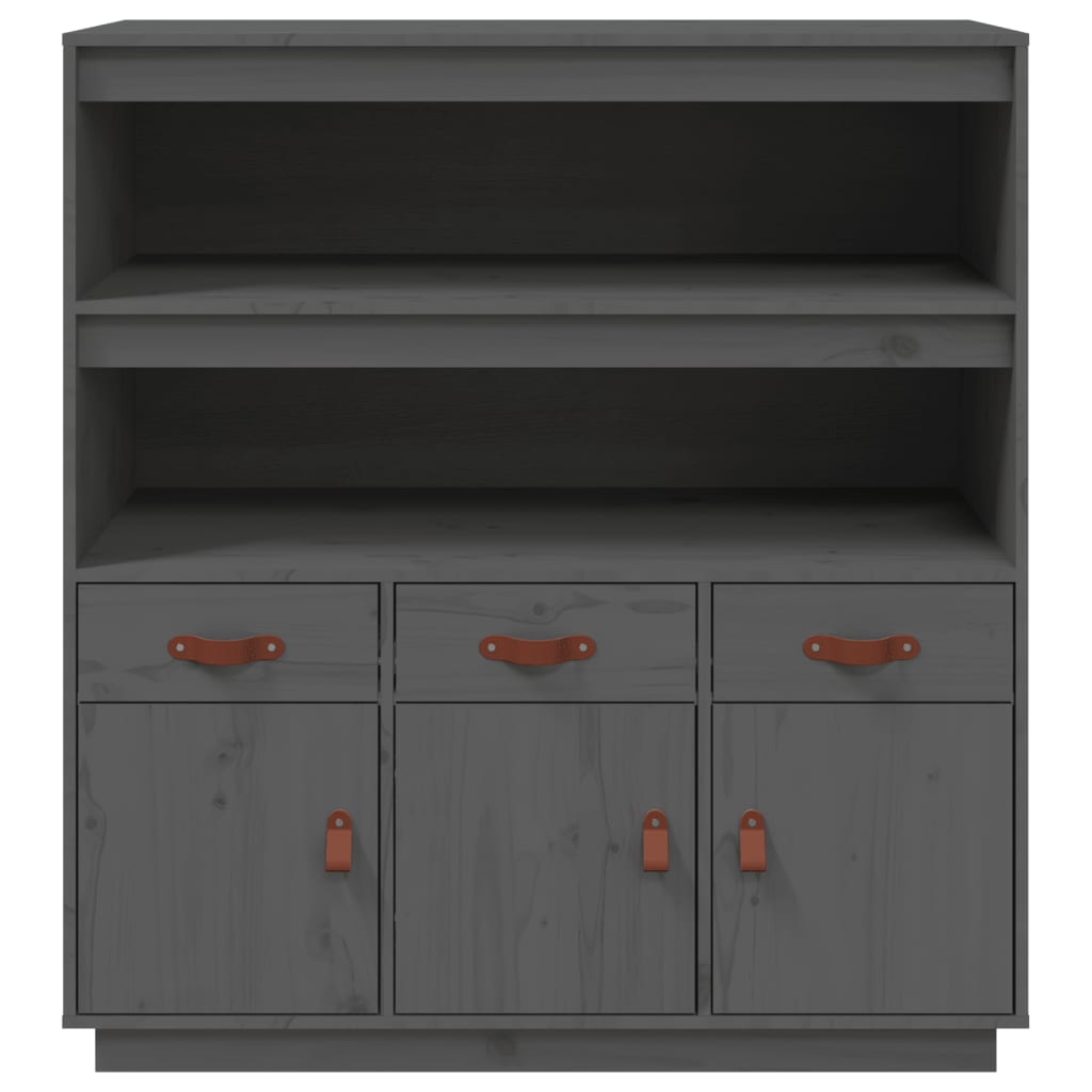 Credenza Grigia 100x40x108,5 cm in Legno Massello di Pino 820164